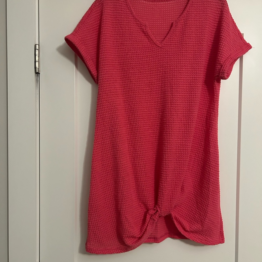 Women's Pink Waffle Knit Swim Cover Up